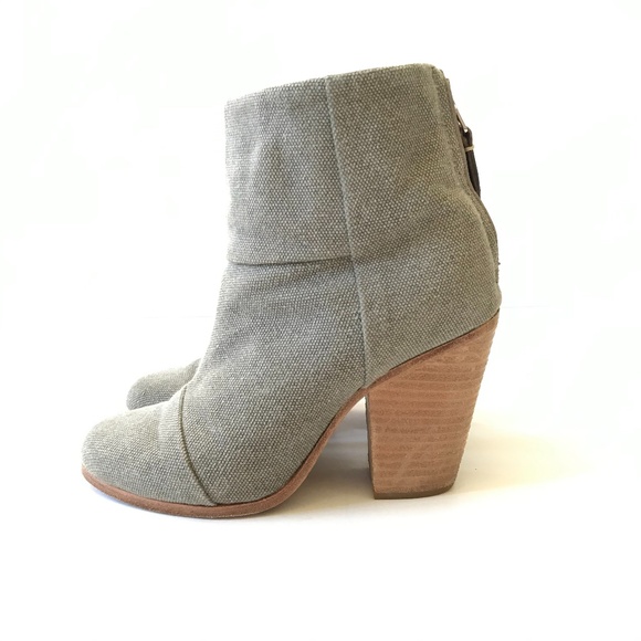 Rag & Bone Newbury Boots Booties 36 6 Gray Canvas - Picture 6 of 12